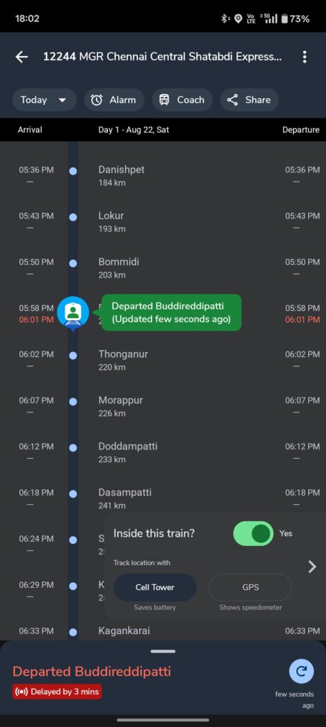 where is my train app gps